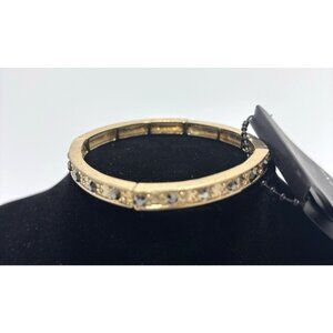Expression Stretchy Bracelet Gold Tone Faux Jewels Fashion Jewelry NEW